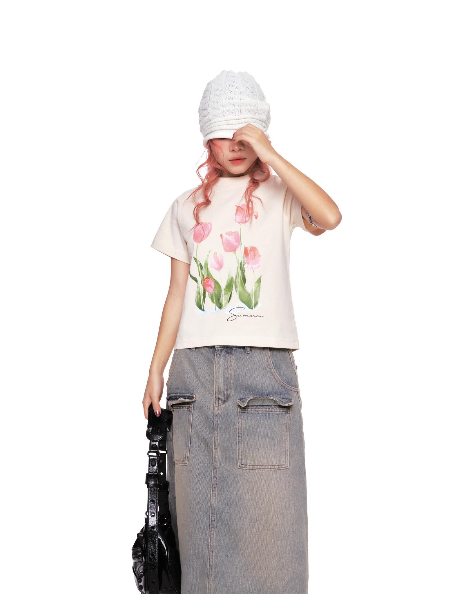  Denim Cargo Maxi Skirt 