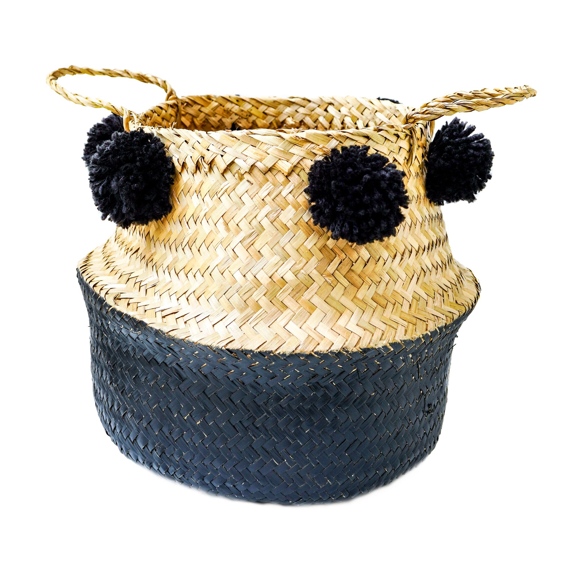  Belly basket black with pompons 