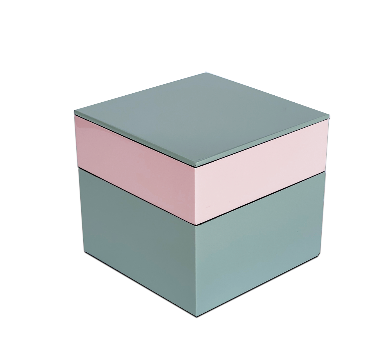  Lacquer Square Stackable Box Light Green 