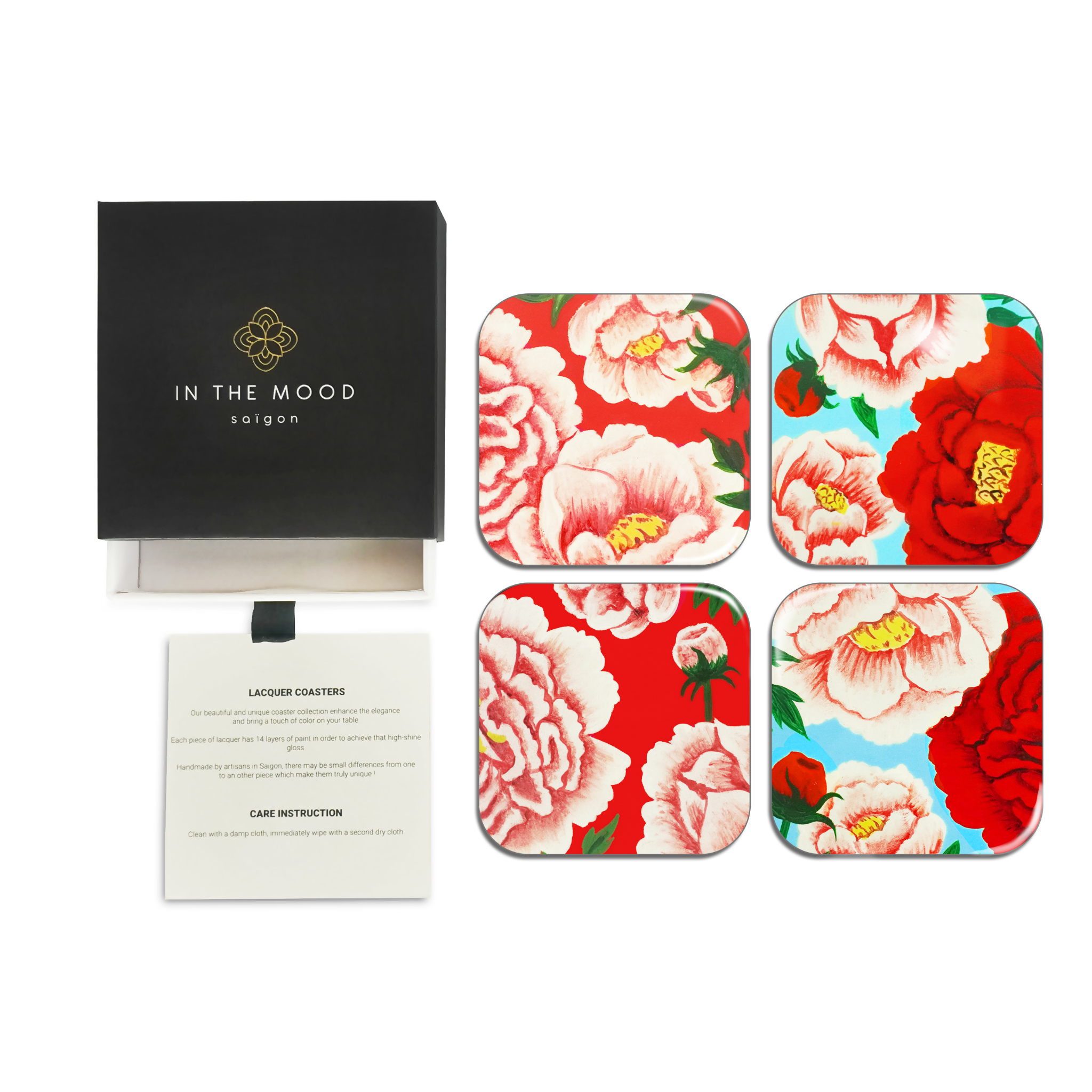  Lacquer Coaster Peonies 