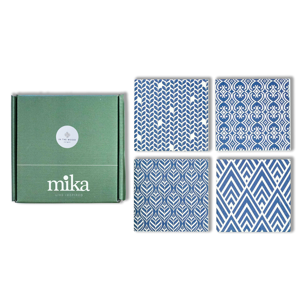  Ceramic Blue Pattern Coasters 