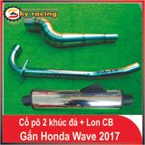 Combo cổ 2 khúc Inox kèm lon CBR dành cho xe Wave 17 (khúc đá cao)