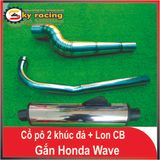 Combo cổ 2 khúc Inox kèm lon CBR dành cho xe Wave (khúc đá cao)