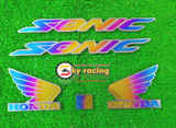 Combo tem dán xe SONIC tem hông, cặp cánh chim và logo nhỏ titan trang trí xe máy