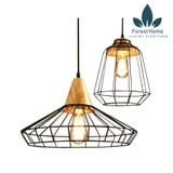  DTH050 - ĐÈN THẢ RỌ SẮT CHUÔI GỖ 