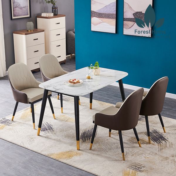  BA18 - BÀN ĂN CHÂN BỌC ĐỒNG MẶT ĐÁ CẨM THẠCH 