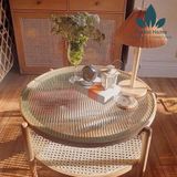  BT45 - BÀN TRÀ KÍNH SÓNG RATTAN 