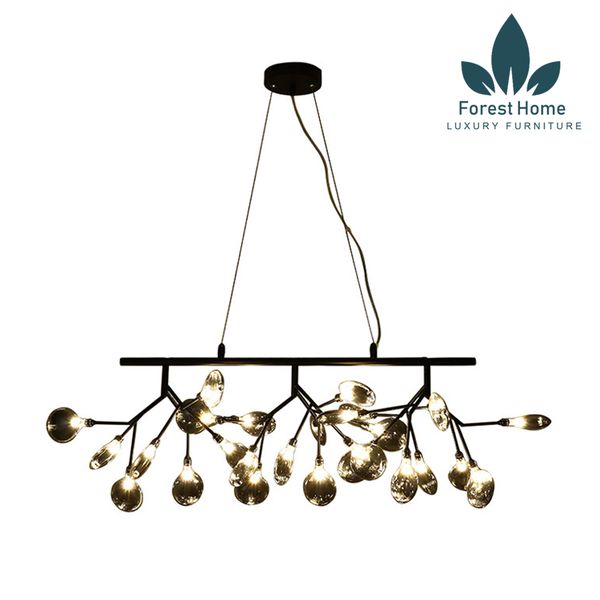  DTH088 - ĐÈN THẢ HERA THANH LÁ THỦY TINH 