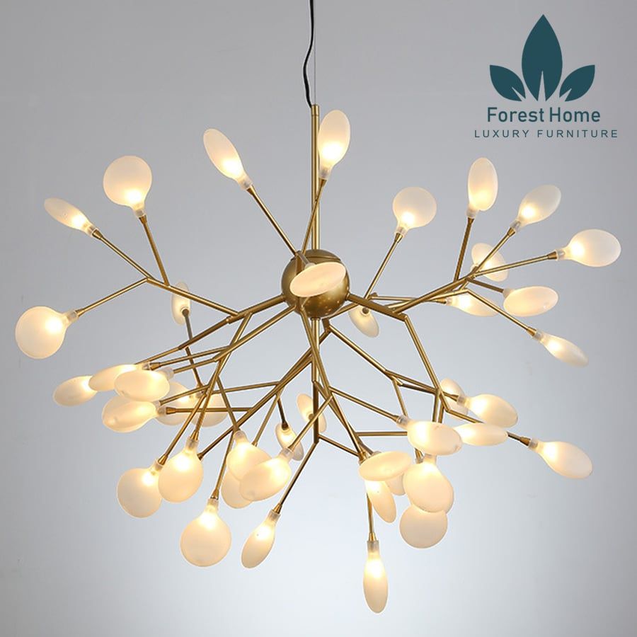  DTH084 - ĐÈN HERA CHÙM LÁ THỦY TINH 