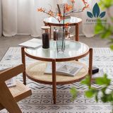  BT45 - BÀN TRÀ KÍNH SÓNG RATTAN 