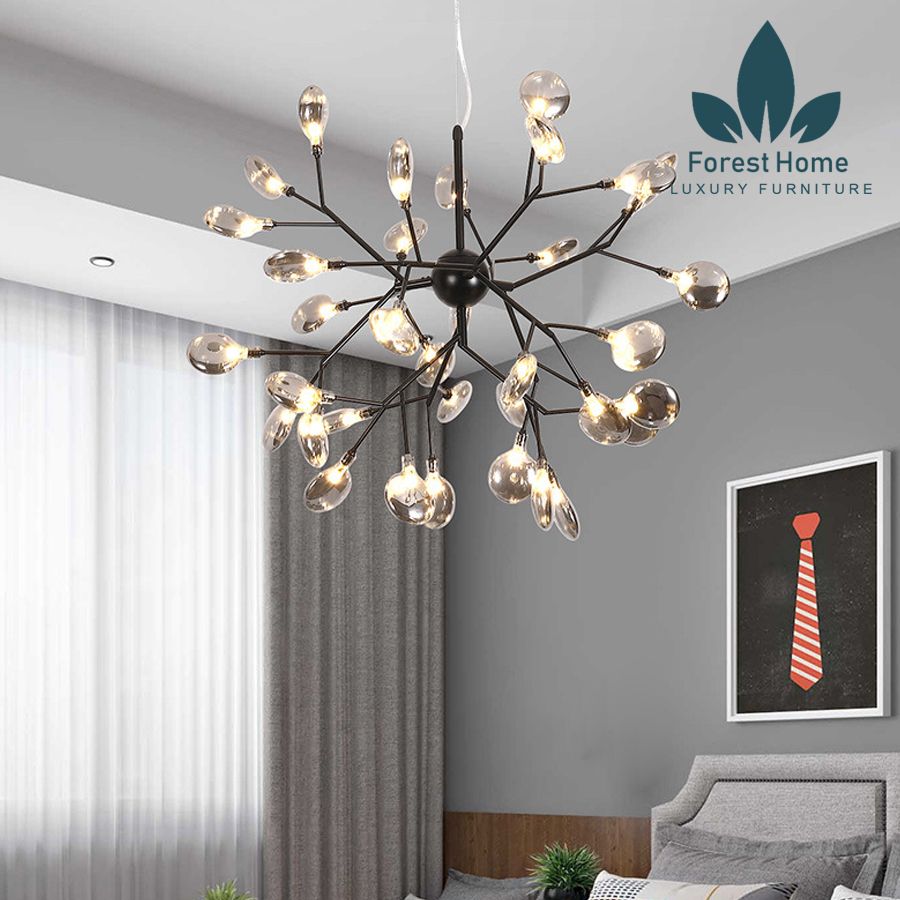  DTH084 - ĐÈN HERA CHÙM LÁ THỦY TINH 