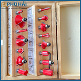  Bộ mũi phay gỗ, soi gỗ 15 chi tiết 6.35mm chuyên dùng cho máy phay 