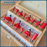  Bộ mũi phay gỗ, soi gỗ 15 chi tiết 6.35mm chuyên dùng cho máy phay 