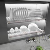  GB04.60C Giá bát đĩa cố định nan tròn INOX 304, bề mặt mạ chrome 5 lớp, 2 tầng, 2 khay hứng nước 