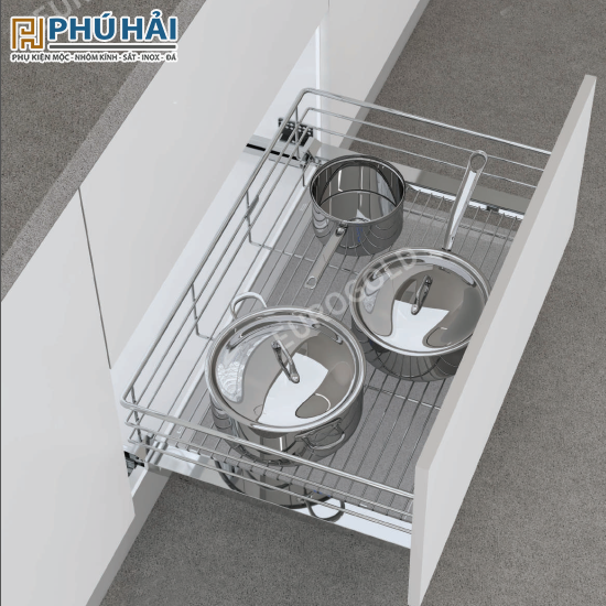  Giá xoong nồi inox mờ - gắn cánh âm tủ Eurogold EP60B 