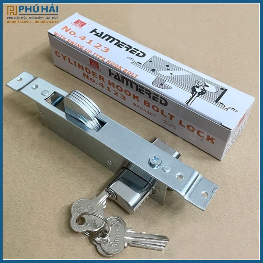  Khoá đơn móc cửa sắt kéo Đài Loan hiệu Hammered (Khoá Droll 4123) 