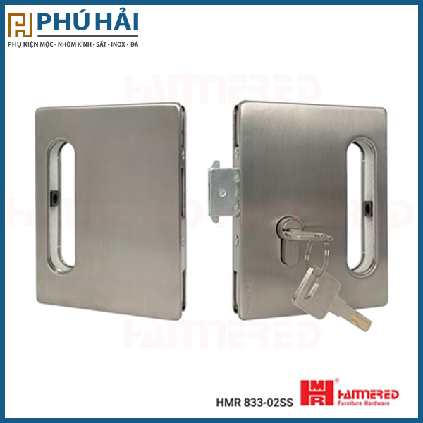  KHÓA KÍNH LÙA ĐÔI VUÔNG INOX MỜ 304 HMR 833-02SS 