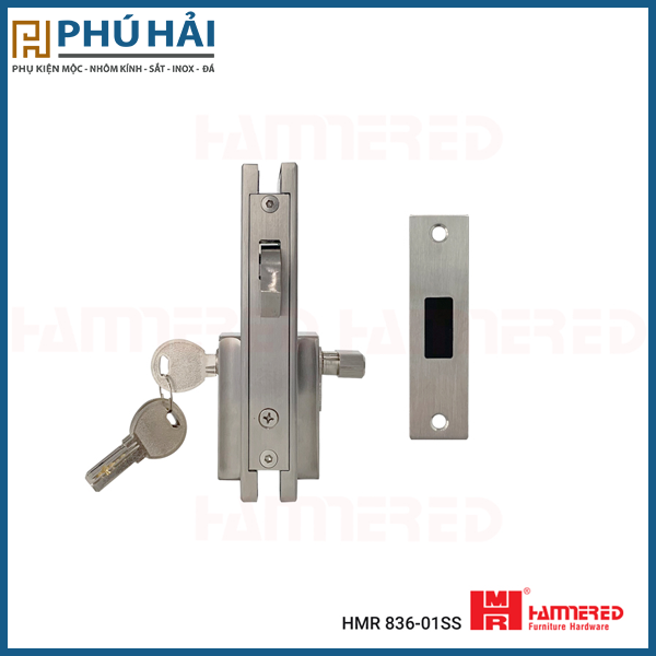  KHÓA KÍNH LÙA ĐƠN INOX 304 VẶN CHÌA HMR 836-01SS 