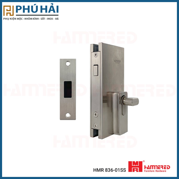  KHÓA KÍNH LÙA ĐƠN INOX 304 VẶN CHÌA HMR 836-01SS 