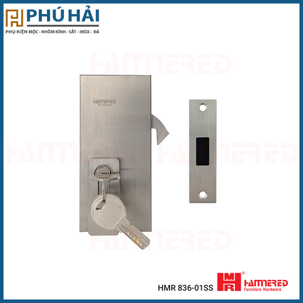  KHÓA KÍNH LÙA ĐƠN INOX 304 VẶN CHÌA HMR 836-01SS 