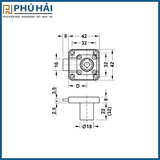  Khóa vuông chốt chết 22mm hafele 232.26.621 