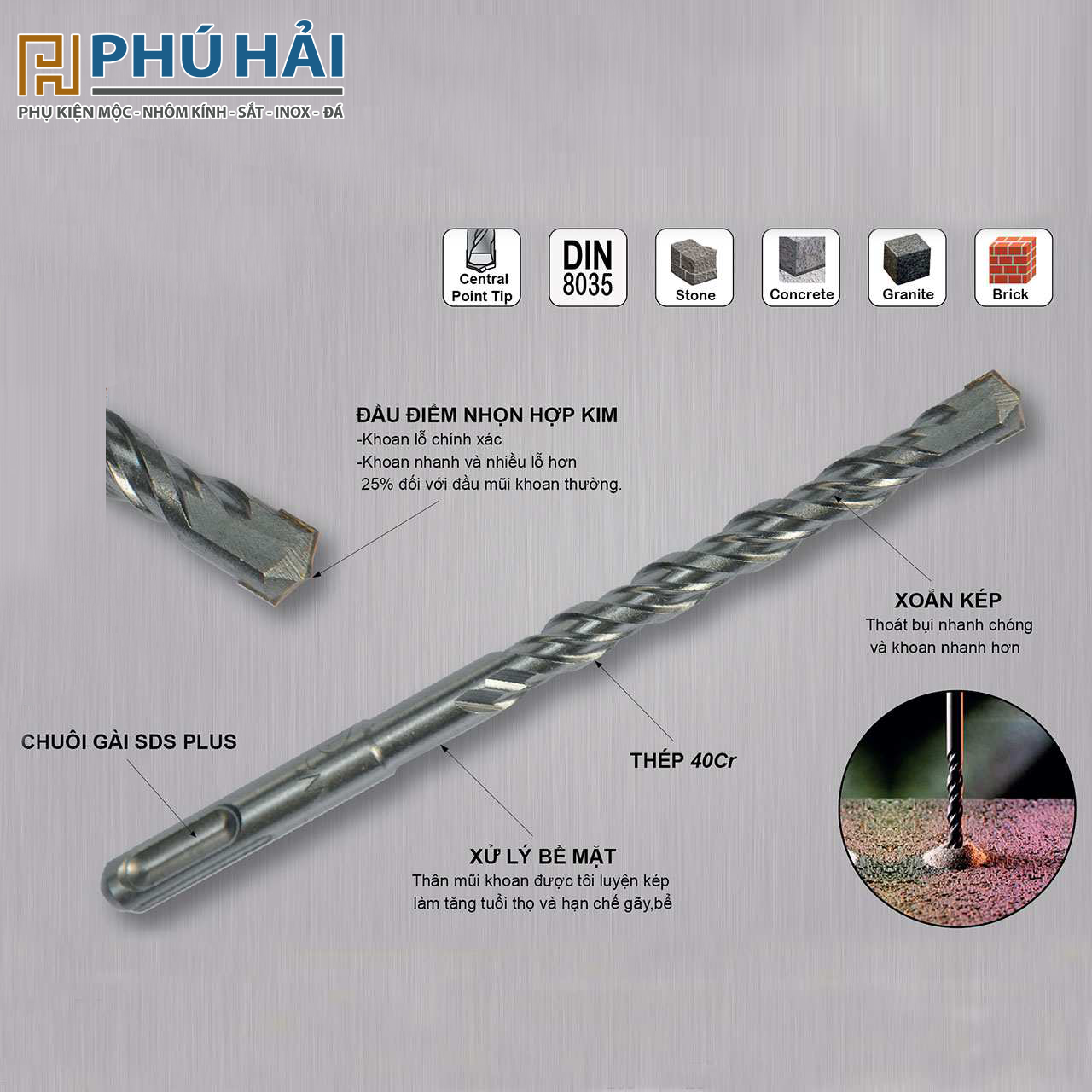  Mũi khoan bê tông gài WAVE 8ly*1T6 