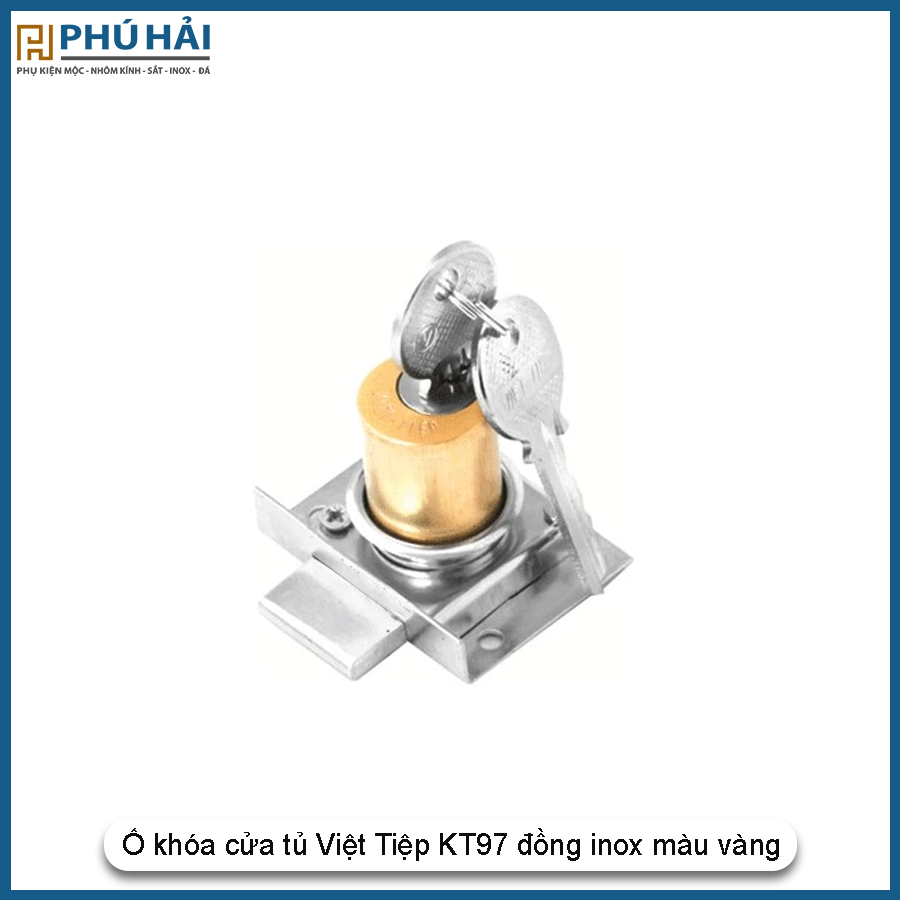  Ổ khóa cửa tủ Việt Tiệp KT97 đồng inox màu vàng trắng 