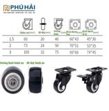  Bánh xe đen PVC đế khóa 
