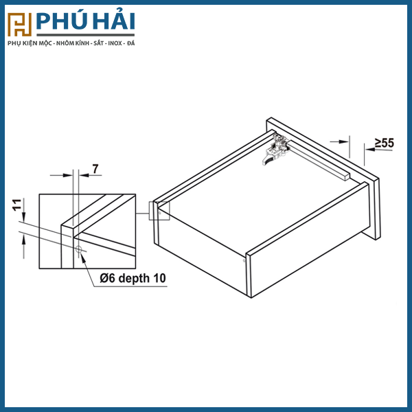  Ray Âm EPC Evo 550mm Giảm Chấn Hafele 433.32.076 
