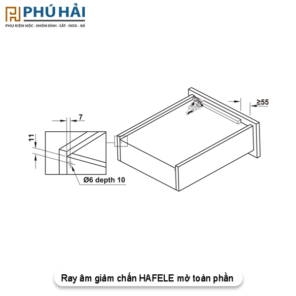  Ray âm giảm chấn HAFELE mở toàn phần 5T 