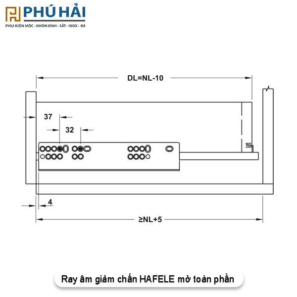  Ray âm giảm chấn HAFELE mở toàn phần 5T 