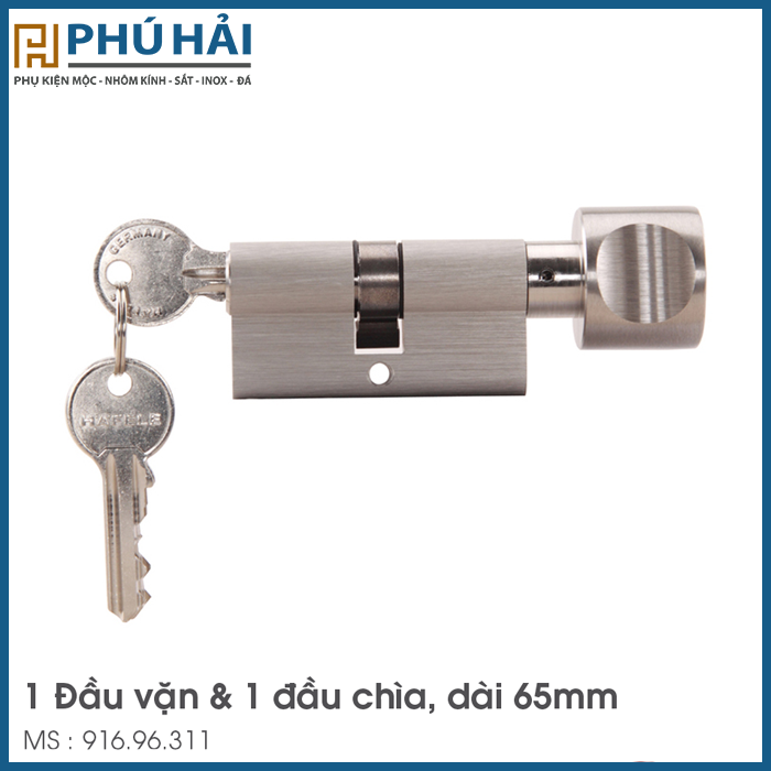  Ruột Khóa 1 Đầu Vặn 1 Đầu Chìa 65mm Hafele 916.96.311 