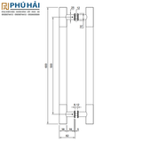  Tay cửa kính VICKINI 69150.600-Þ38x600 SSS-W inox mờ 