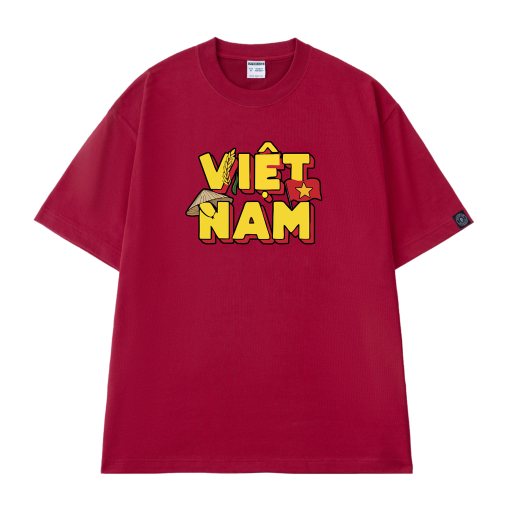 Áo Thun Cotton Unisex Chữ Việt Nam Cây Lúa Overco - O1A163