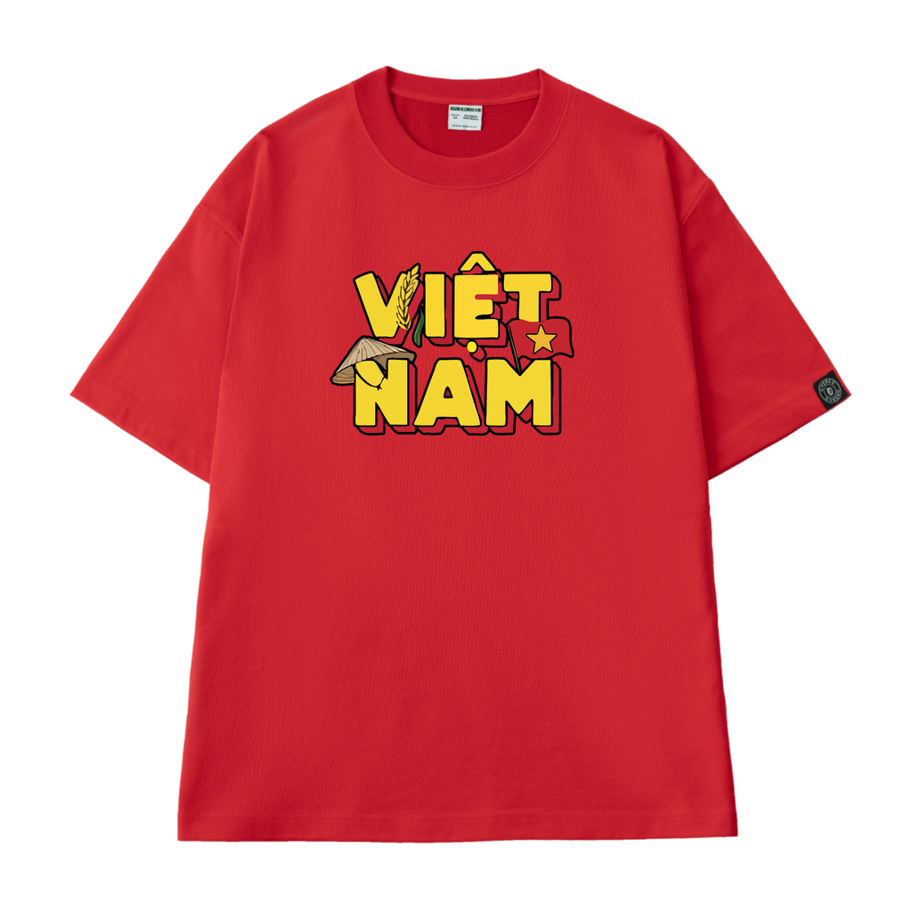 Áo Thun Cotton Unisex Chữ Việt Nam Cây Lúa Overco - O1A163