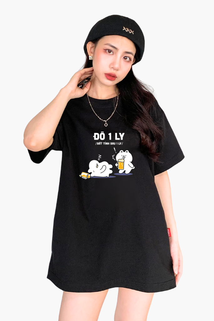 Áo T-shirt Cotton Nam Nữ Gấu Nhậu Đô 1 Ly -  O1A132
