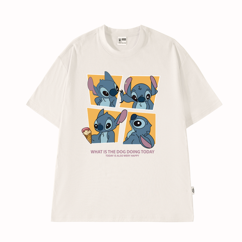 Áo Thun Unisex Stitch Cartoony Vải Cotton 190Gsm - O1G4