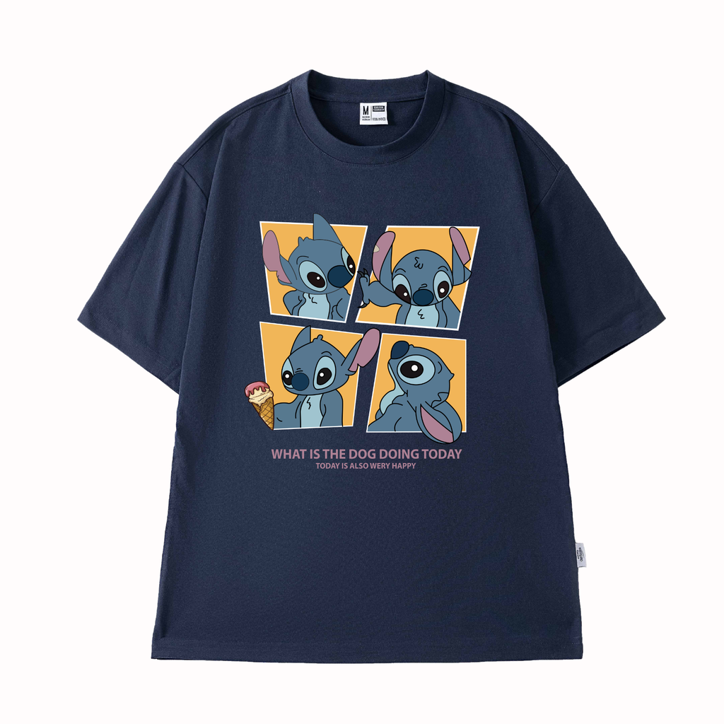 Áo Thun Unisex Stitch Cartoony Vải Cotton 190Gsm - O1G4