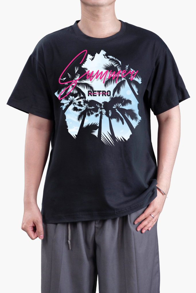 Áo Thun Unisex Retro Summer, Vải Thun Lạnh - O1H10