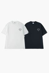 Áo Thun Cặp Unisex Hình Trái Tim, Cotton - O1A86