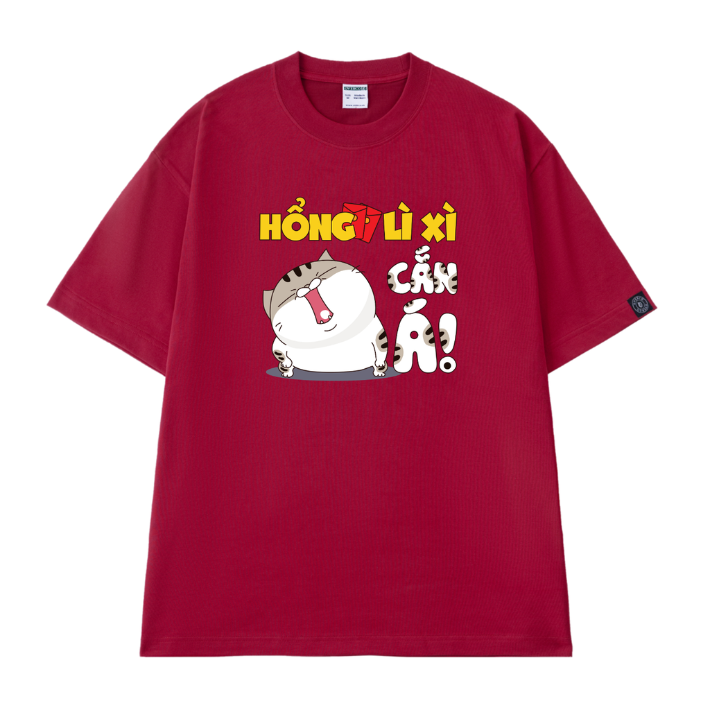 Áo Thun Tết Unisex Hổng Lì Xì Cắn Á Mèo Ami Bụng Bự - TSCT060
