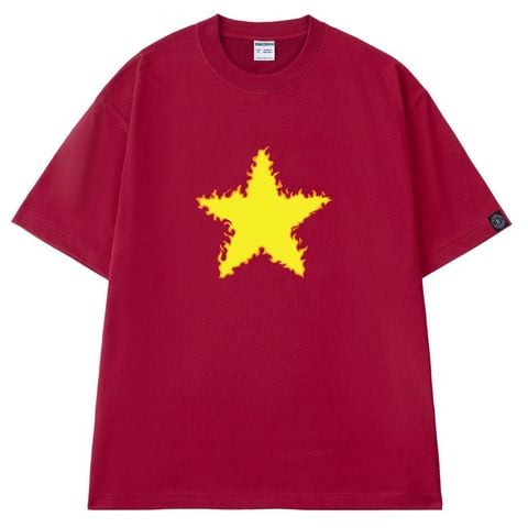 Áo Thun Unisex Cờ Đỏ Sao Vàng Ngôi Sao Lớn Rực Lửa V3, Cotton - O1A140