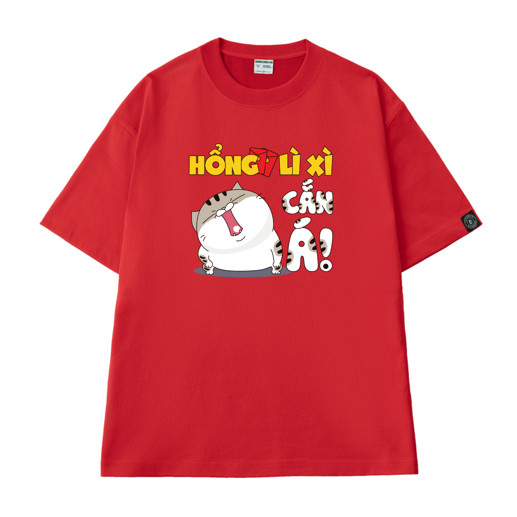 Áo Thun Tết Unisex Hổng Lì Xì Cắn Á Mèo Ami Bụng Bự - TSCT060