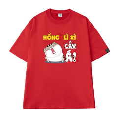 Áo Thun Tết Unisex Hổng Lì Xì Cắn Á Mèo Ami Bụng Bự - TSCT060