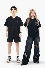 Áo Thun Cặp Đôi Logo Hàn Quốc, Cotton  - O1A90