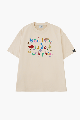 Áo T-shirt Cotton Nam Nữ In CHỮ Độc Lập - Tư Do - Hạnh Phúc - O1A162