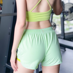 Quần Short Thể Thao Nữ  2 Lớp Phối Lưới OVERCO - SPW002
