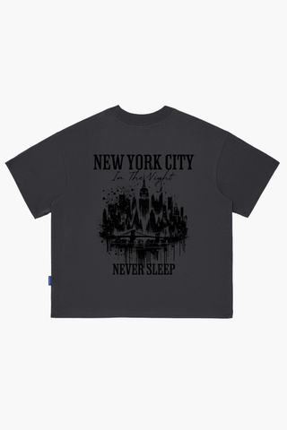 Áo Thun Boxy Unisex NYC Never Sleep Cotton - O6A5