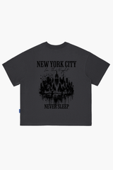Áo Thun Boxy Unisex NYC Never Sleep Cotton - O6A5