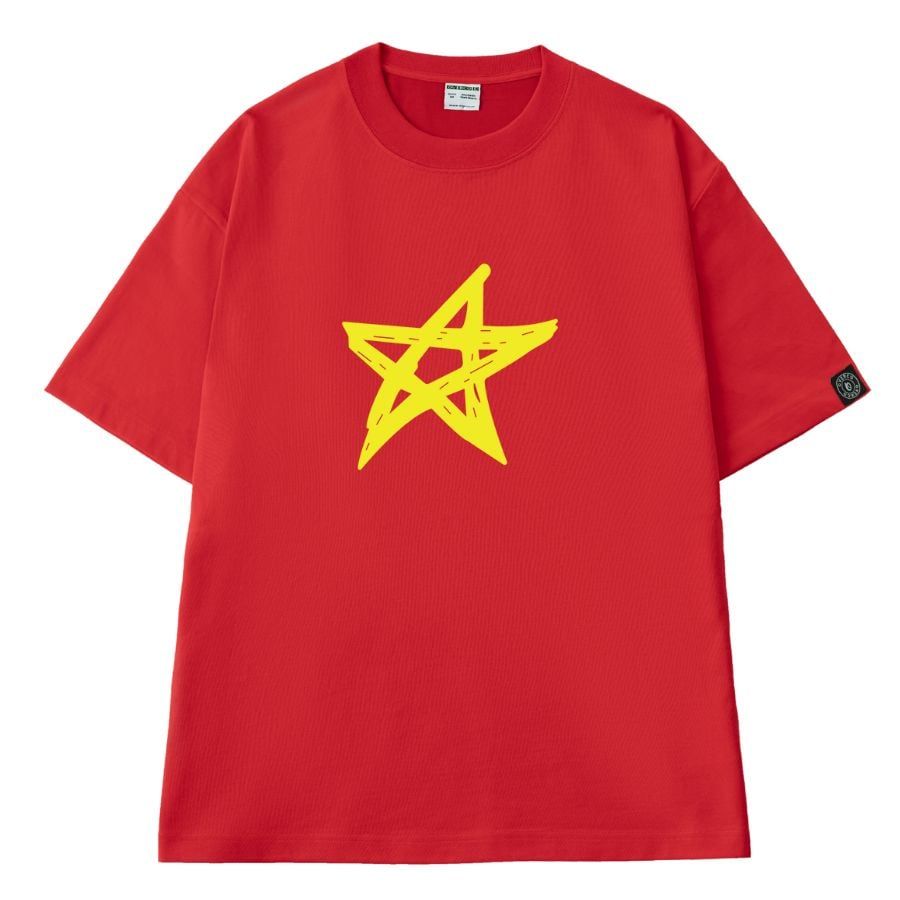 Áo Thun Unisex Cờ Đỏ Sao Vàng Ngôi Sao Lớn V1, Cotton - O1A138